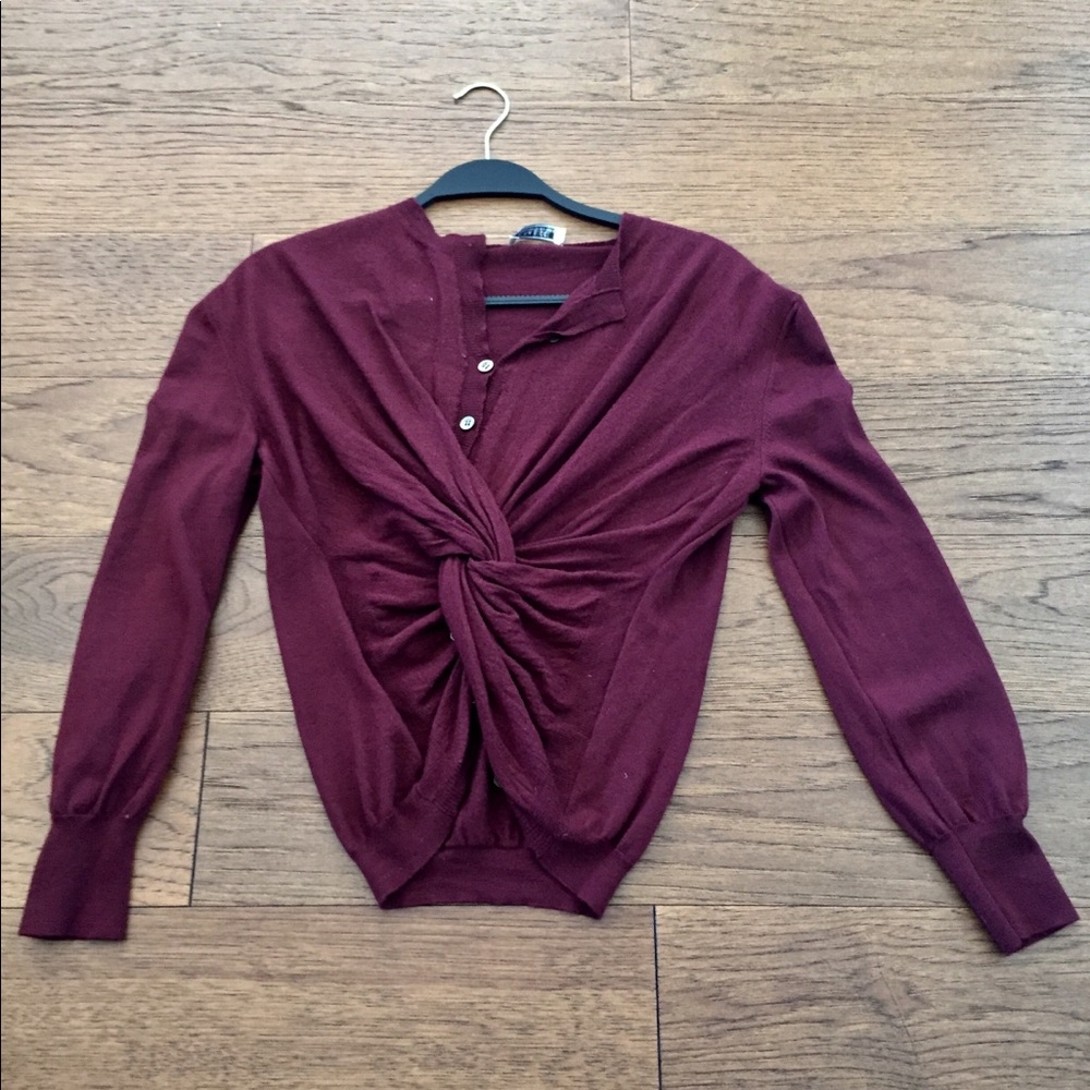 Nina Ricci burgundy wrap sweater
